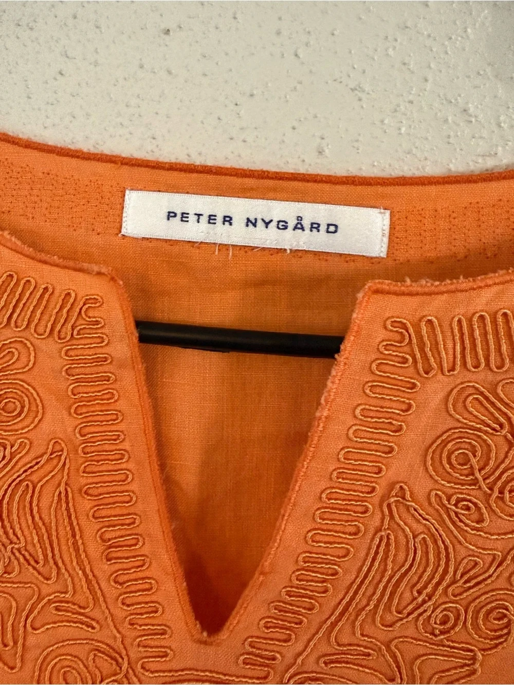 Peter Nygard Bright Orange Embroidered Linen Tunic
